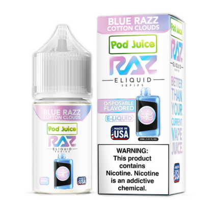 Pod Juice x RAZ (LIQ Salt)(30mL) TFN  -  Qty per pack 1 Blue Razz Cotton Clouds 20mg