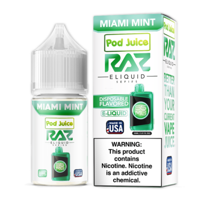 Pod Juice x RAZ (LIQ Salt)(30mL) TFN  -  Qty per pack 1 Miami Mint 20mg