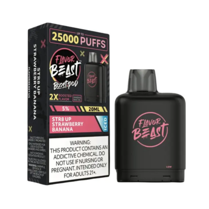 Flavor Beast Level X Boost Pod (Liq Pod) (25000Puffs)(20mL)  -  Qty per pack 5 Str8 Up Strawberry Banana Iced 50mg