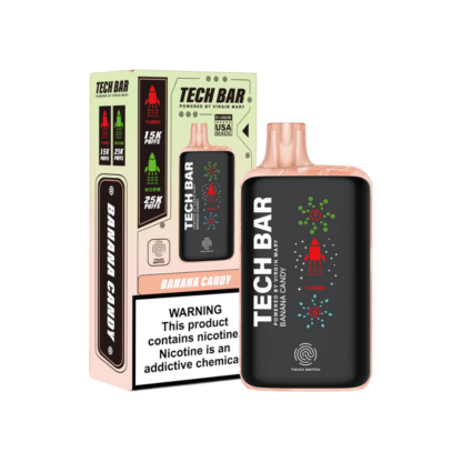 Tech Bar Disposable (25000Puff)(25mL)  -  Qty per pack 5 Banana Candy 50mg