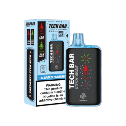 Tech Bar Disposable (25000Puff)(25mL)  -  Qty per pack 5 Blue Razz Lemonade 50mg