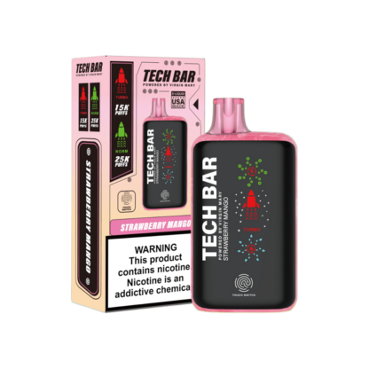 Tech Bar Disposable (25000Puff)(25mL)  -  Qty per pack 5 Strawberry Mango 50mg