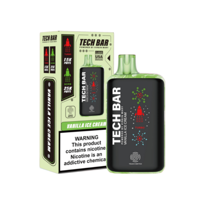 Tech Bar Disposable (25000Puff)(25mL)  -  Qty per pack 5 Vanilla Ice Cream 50mg