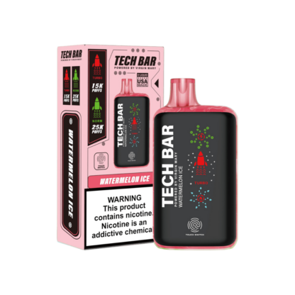 Tech Bar Disposable (25000Puff)(25mL)  -  Qty per pack 5 Watermelon Ice 50mg