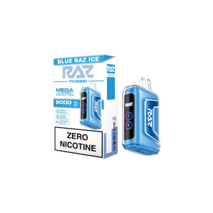 RAZ TN9000 ZERO (Dispo) (9000Puff)(12mL)  -  Qty per pack 5 Blue Raz Ice 00mg