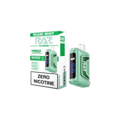 RAZ TN9000 ZERO (Dispo) (9000Puff)(12mL)  -  Qty per pack 5 Miami Mint 00mg