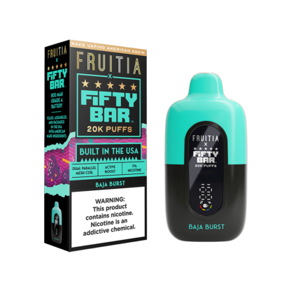 Fifty Bar/Fruitia  (Dispo) (20000Puff)(16mL)  -  Qty per pack 5 Baja Burst 50mg