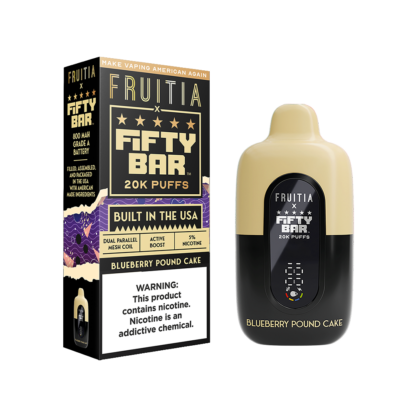 Fifty Bar/Fruitia  (Dispo) (20000Puff)(16mL)  -  Qty per pack 5 Blueberry Pound Cake 50mg