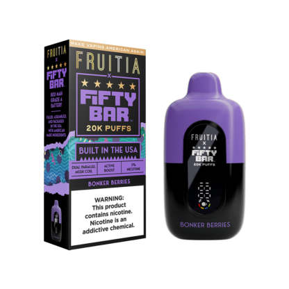 Fifty Bar/Fruitia  (Dispo) (20000Puff)(16mL)  -  Qty per pack 5 Bonker Berries 50mg