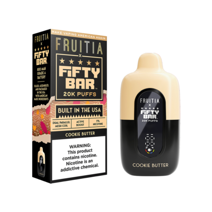 Fifty Bar/Fruitia  (Dispo) (20000Puff)(16mL)  -  Qty per pack 5 Cookie Butter 50mg