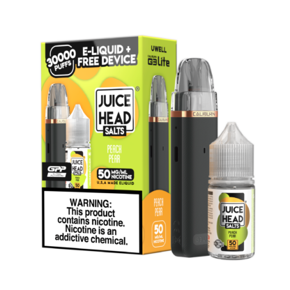 Juice Head X Caliburn (LIQ Salts)(30ml)  -  Qty per pack 1 Peach Pear 50mg