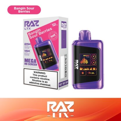 RAZ LTX25000 (Dispo) (25000Puff)(16mL)  -  Qty per pack 5 Bangin Sour Berries 50mg