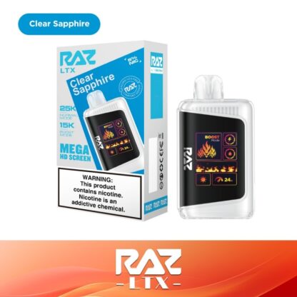 RAZ LTX25000 (Dispo) (25000Puff)(16mL)  -  Qty per pack 5 Clear Sapphire 50mg