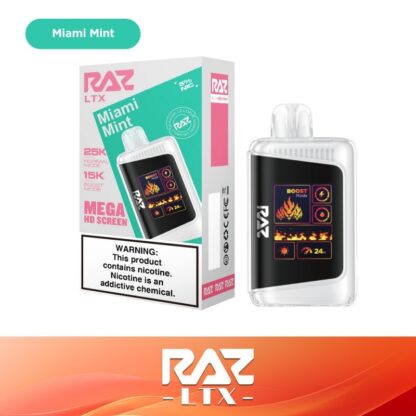 RAZ LTX25000 (Dispo) (25000Puff)(16mL)  -  Qty per pack 5 Miami Mint 50mg