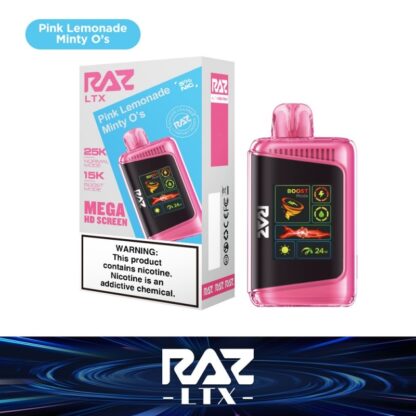 RAZ LTX25000 (Dispo) (25000Puff)(16mL)  -  Qty per pack 5 Pink Lemonade Minty O's 50mg