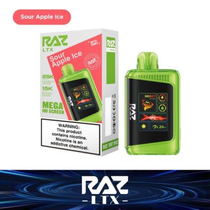 RAZ LTX25000 (Dispo) (25000Puff)(16mL)  -  Qty per pack 5 Sour Apple Ice 50mg