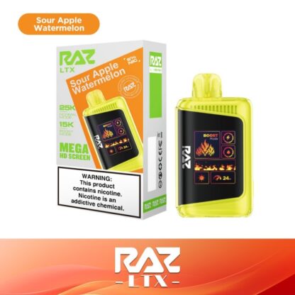 RAZ LTX25000 (Dispo) (25000Puff)(16mL)  -  Qty per pack 5 Sour Apple Watermelon 50mg