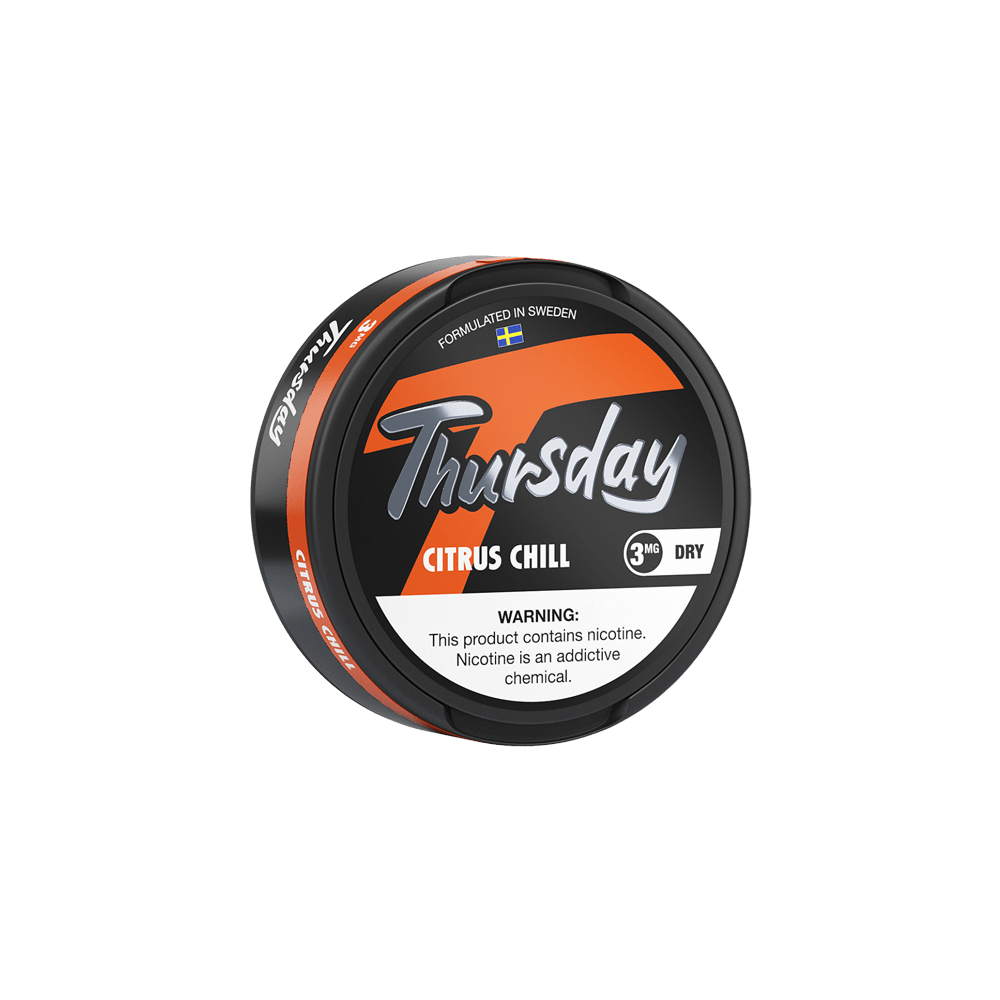Thursday Pouches (DSPLY 5PC)(Dry Nic Pouch)(20ct Can)(SAS)  -  Qty per pack 1 Citrus Chill 03mg