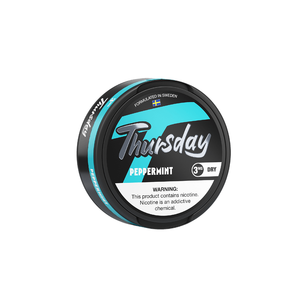Thursday Pouches (DSPLY 5PC)(Dry Nic Pouch)(20ct Can)(SAS)  -  Qty per pack 1 Peppermint 03mg