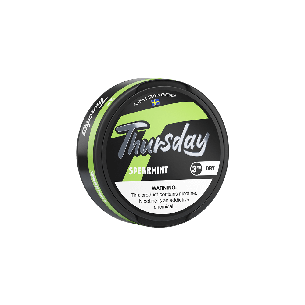 Thursday Pouches (DSPLY 5PC)(Dry Nic Pouch)(20ct Can)(SAS)  -  Qty per pack 1 Spearmint 03mg