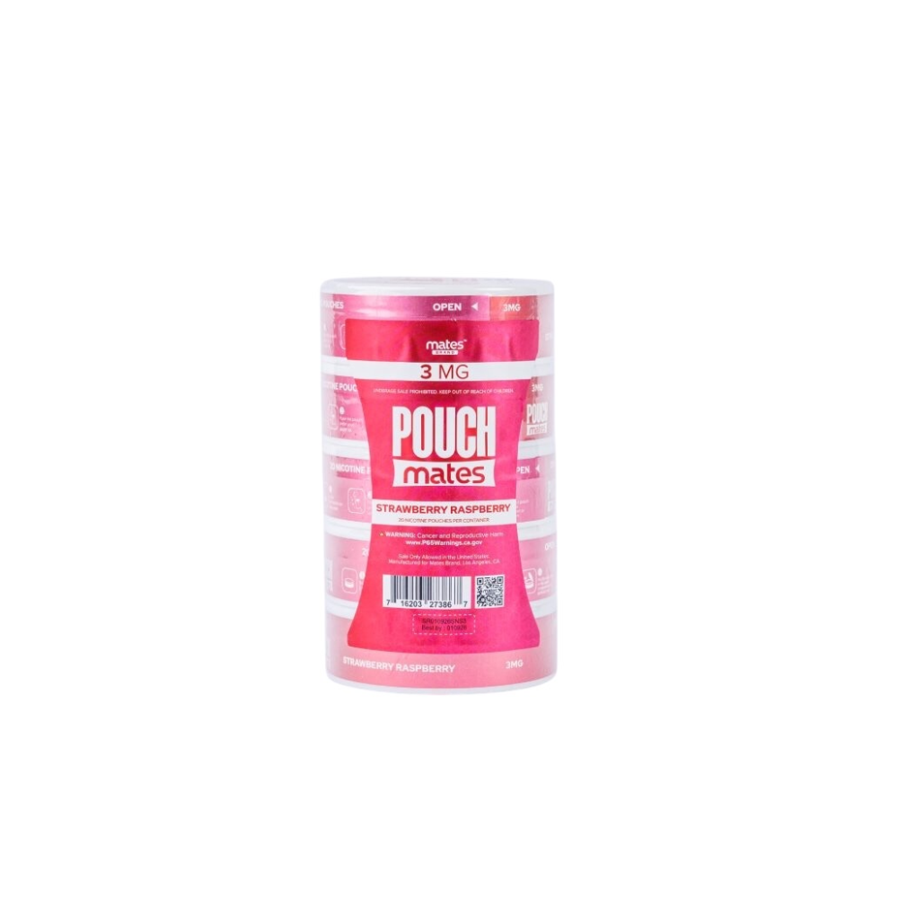 PouchMates (DSPLY 5pc)(Nic Pouch)(20ct Can)(SAS)  -  Qty per pack 5 Strawberry Raspberry 03mg