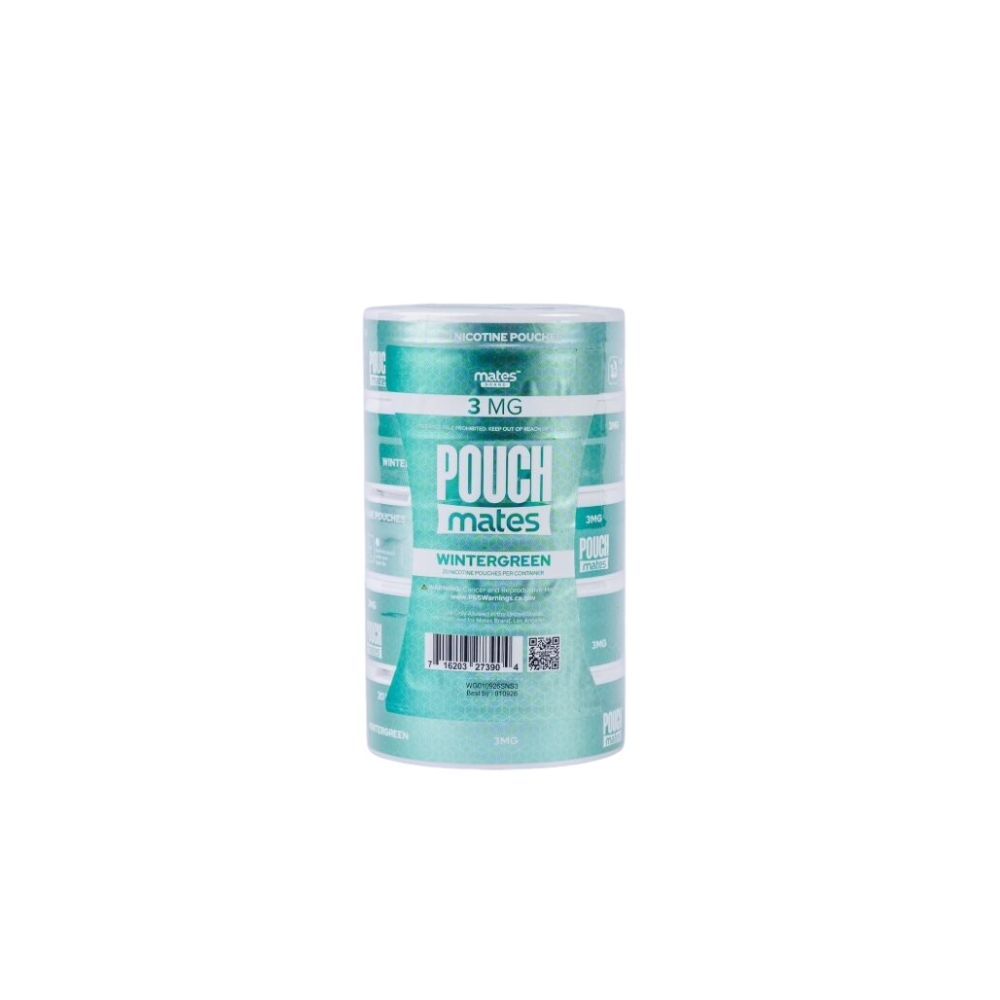 PouchMates (DSPLY 5pc)(Nic Pouch)(20ct Can)(SAS)  -  Qty per pack 5 Wintergreen 03mg