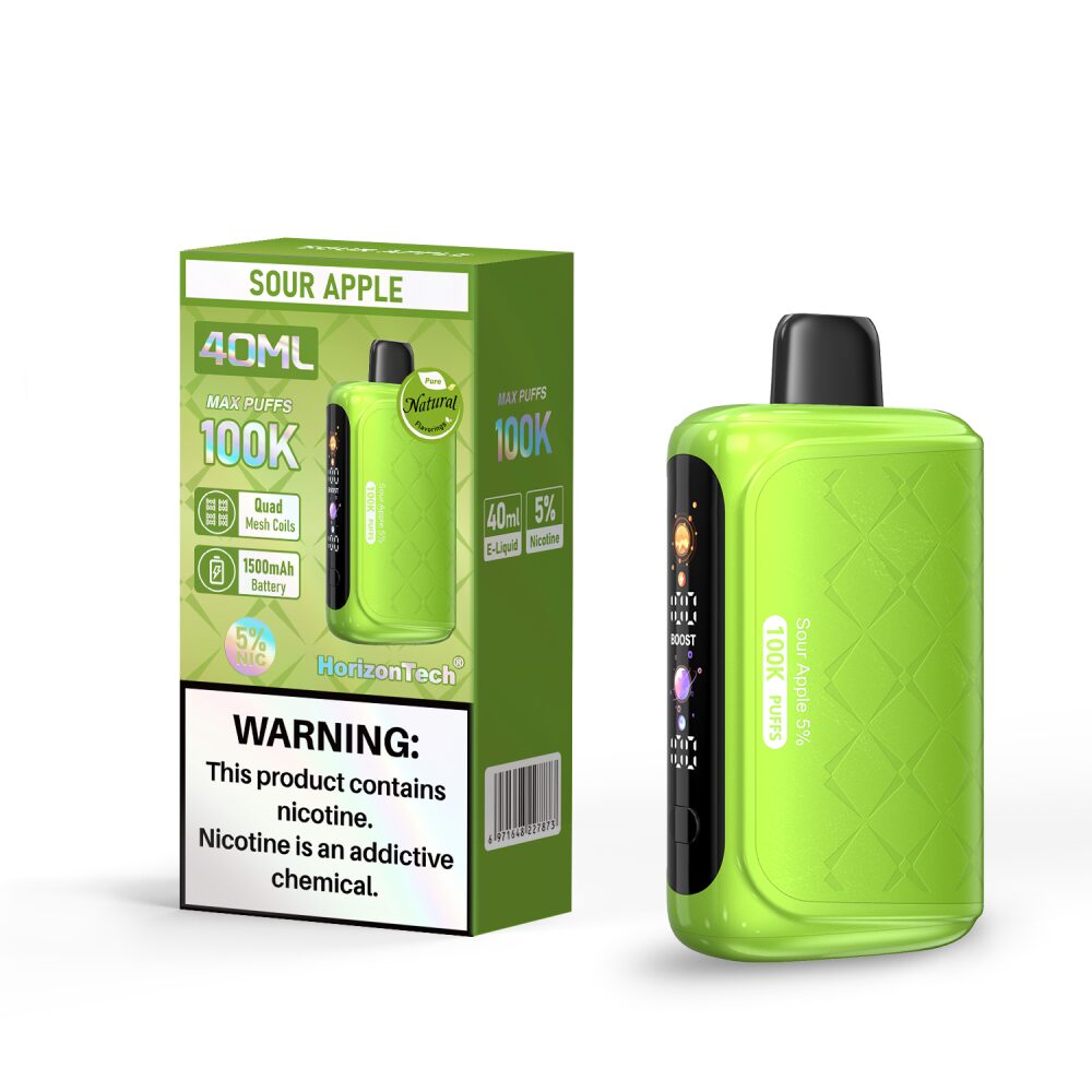 Horizon 100K (Dispo)(100000Puff)(40mL)  -  Qty per pack 5 Sour Apple 50mg