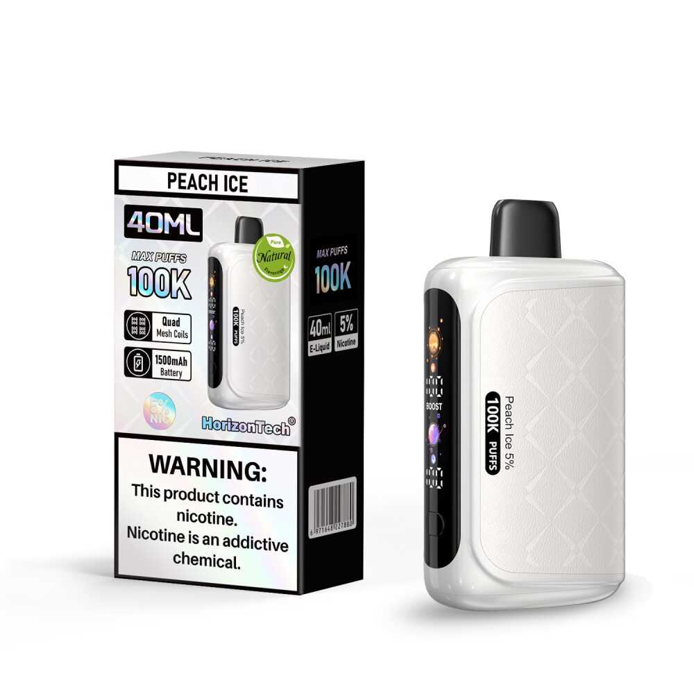 Horizon 100K (Dispo)(100000Puff)(40mL)  -  Qty per pack 5 Peach Ice 50mg
