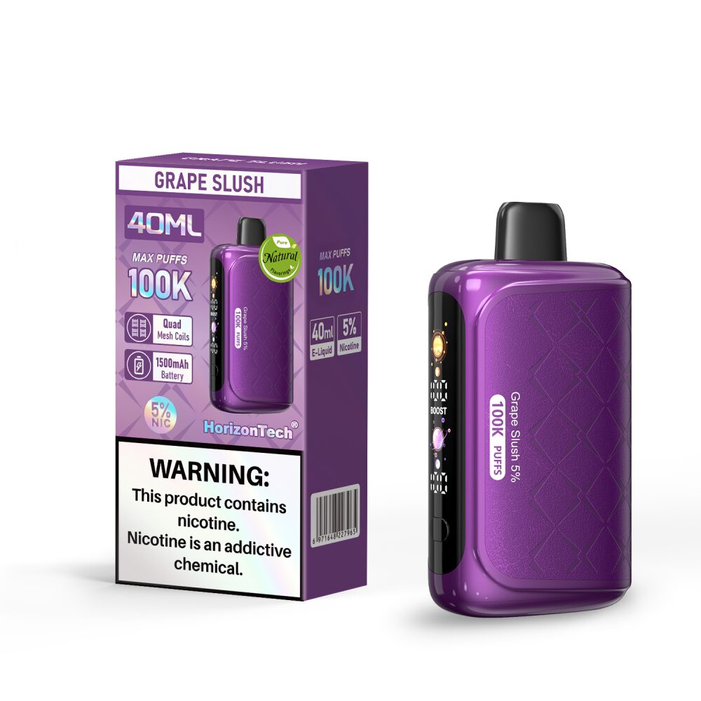 Horizon 100K (Dispo)(100000Puff)(40mL)  -  Qty per pack 5 Grape Slush 50mg