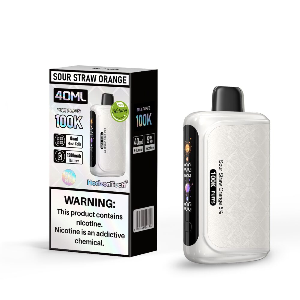 Horizon 100K (Dispo)(100000Puff)(40mL)  -  Qty per pack 5 Sour Straw Orange (B-Pop) 50mg
