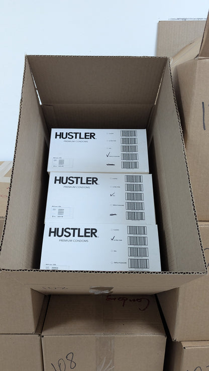Hustler Condoms - 288 retail packs - $0.52 per pack (3 per pack / 4 sizes)