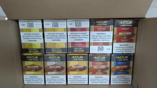 [45175547723955] Hustler Natural Whole Leaf - 6 pouches per box/ 180 retail units - $0.55 per unit (6 Flavors  / 30 per Case))
